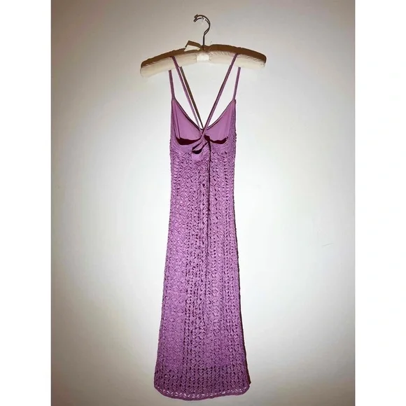 (S) Vintage 90s/Y2K Hand Crochet Midi Dress - Picture 2 of 4